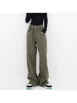 2023 Есенна градинска облекло Sping Y2K, Реколта женски разкроена дънки, Камуфляжные ежедневни панталони с висока талия, плътно прилепнали Улични панталони с дължина до пода