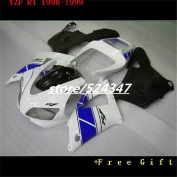 Nn-избор на безплатни мотоциклетни пластмасови детайли обтекателей за 1998 1999 YZFR1 98 99 YZF R1 бяло-сини комплекти обтекателей на купето Yamaha