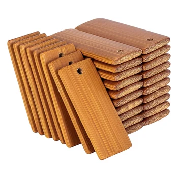 Дървени тагове 100шт 45x20 мм, Бамбукови тагове за ключодържатели, виси етикет за ключове от бамбуково дърво незаконченного