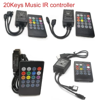 USB 20 музикални клавиши, IR контролер, черен дистанционно звуков сензор за RGB led лента с високо качество 5-24 В
