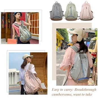 Найлонови торбички с Голям капацитет, реколта училищна чанта с регулируема каишка, модерен раница, лека и за офис пътувания, училище корейски раница