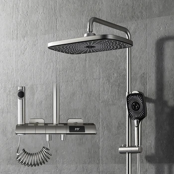 Домакински Комплект за душ с постоянна температура, Пистолет, Сив, Баня, Баня с Бял Дъжд