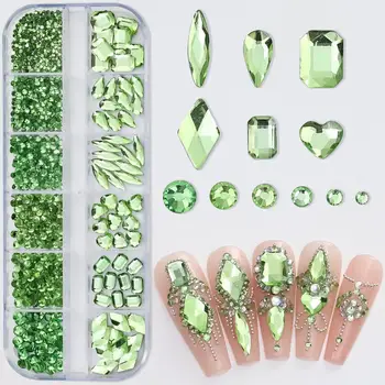 Дизайн на ноктите с кристали, аксесоари за дизайн на ноктите, елегантен 3D дизайн на ноктите, искрящи кристали, висулки за невероятни нокти 