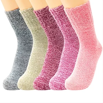 Зимните обикновен дамски чорапи Класическа Проста Еластичната сила Модерни ежедневни Вълнени чорапи със средна дължина за жени Ежедневни Чорапи със средна дължина, Sokken Високо качество