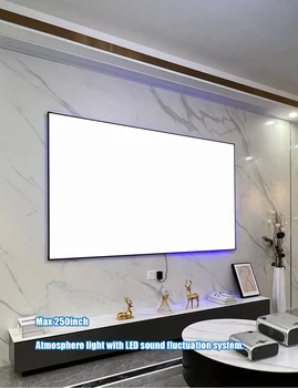 100-250 инча, Прожекционен екран 16: 9 от бяла алуминиева сплав, прожекционен екран с led подсветка за домашно кино, офис