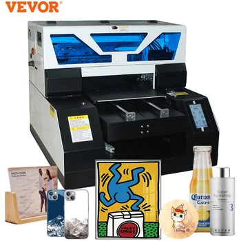 VEVOR A3 UV Печат, Бутилки За Корпуса на Телефона, Стъкло, Дърво, Акрил A4 UV Плосък Принтер Стикер Принтер за Етикети UV Принтер