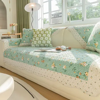 Памук калъф за дивана с флорални принтом за всекидневната, нескользящий калъф за дивана Four Seasons, Универсална подложка за дивана, кърпа за дивана в Корейски стил
