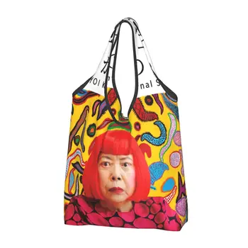 Чанти за пазаруване в хранителни магазини Yayoi Kusama Art, забавни чанти-тоут на рамото, преносима чанта с Голям капацитет