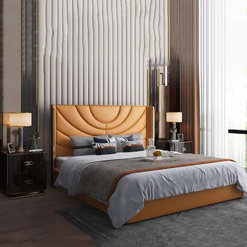 Италианската Минималистичная Двойно легло, Мека На 2 Лица Луксозна Европейска легло King Size Дизайнерски Устойчива на мебели за интериора в скандинавски стил, Muebles