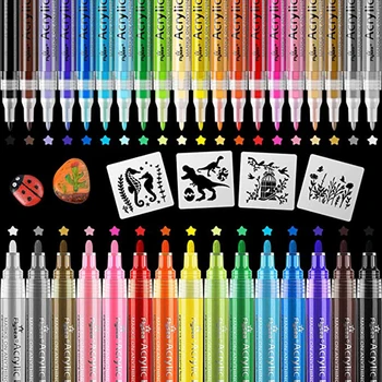 6-48 Цветове Художествени Маркери с 2 мм Фитил Акрилни Дръжки Нетоксични Акрилни Дръжки Водоустойчив Графити, Маркери за DIY Paint Pen Стоки за Бродерия
