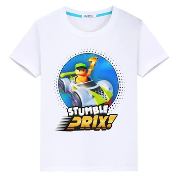Тениски с анимационни герои Stumble Guys, дрехи за момчета и момичета, къси потници с кръгло деколте и принтом, тениски с аниме, y2k, лятна детски дрехи в стил на Kawai, едно парче комплект