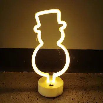 Неонова лампа във формата на Снежен човек на Творческа Форма с USB/батерии, led неонова реклама, Украса за Лампи