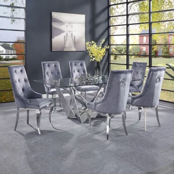 Ресторант стол скандинавските кадифе столове за трапезария със съвременни мебели, трапезни столове от неръждаема стомана