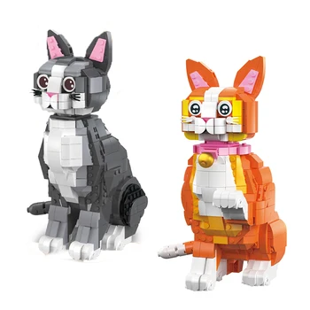 Творчески Животни, Котка, на Набор от Микро строителни блокове, Мини-тухли, модел MOC забавни играчки За деца, подаръци