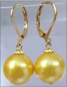 Нови обеци с перли ААА 10-11 мм, златни обеци с перли от Южното море