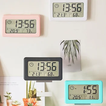 Цифров часовник с Аларма, Термометър, Влагомер, Led Електронен монитор на влажността в помещението, Настолни часовници за домашен декор