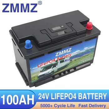 24V 100Ah LiFePO4, Литиево-желязо-фосфатный батерия LiFePO4 Вграден BMS 5000 Цикъла За Къмпинг на открито от Количка за Голф Слънчевия Свод + Зарядно устройство