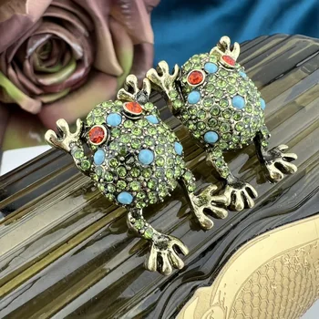 Комплект обеци в стил ретро с образа на жаба от луксозна мода За жени