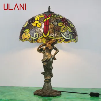 Настолна лампа ULANI European Tiffany Glass LED Creative Retro Fine Настолна Лампа Декор За дома Хола Спални Прикроватной нощни Шкафчета