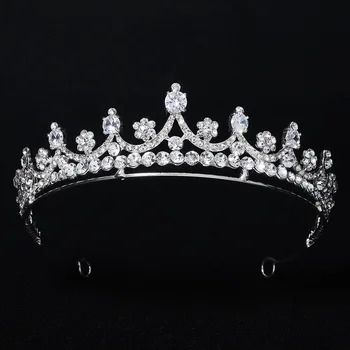 Сватбена тиара, Сладки, сватбени аксесоари, Короната на Принцеса от сплав с кристали, Разкошна корона от цирконий