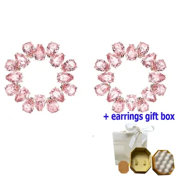 Модерен и очарователни обеци с розов кристал на високо качество с луксозни декорации от кристали за жени, безплатна доставка на едро