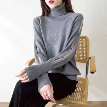 есенно-зимни корейската версия на новия модерен пуловер с открити рамене, дамски пуловер, вязаная долна риза tide