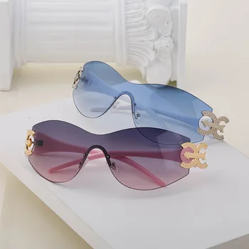 Пънк Цели Слънчеви Очила Дамски Луксозни Маркови Слънчеви Очила Y2K Spicy Момиче Glasses Мъжки Модни Обемни Очила с UV400 Gafas De Sol