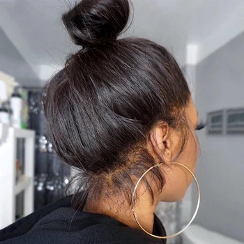 Перуки от човешка коса с директен дантела на 360 Семки, Перу Косата, Направо Прозрачен Перука, завързана с цип За черни жени, плътност на 180