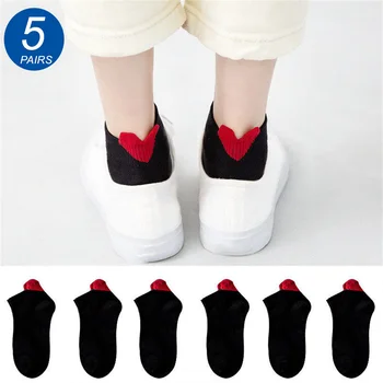 5 двойки чудесни чорапи, Сладки чорапи до глезена за момичета JK, Дамски Къси памучни чорапи-лодки на ниски токчета 