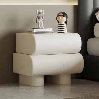 Нощно шкафче в скандинавски минималистичном стил, Бяло дърво за съхранение на Кабинковия страничната нощна маса, модерна ъглова мебел за хотела Japandi De Mesa Cabeceira