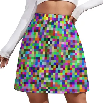 Дизайн с неясно изображение, под формата на клетчатого блок на телевизия, Мини-пола, дамски дрехи, Корейски дрехи мини-мини пола-панталон за жените