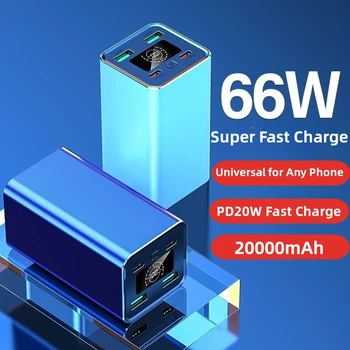 20000 ма Power Bank 66 W, ултра-бързо зареждане Powerbank за iPhone 14 Samsung, Huawei Poverbank, преносими зарядно устройство с led дисплей
