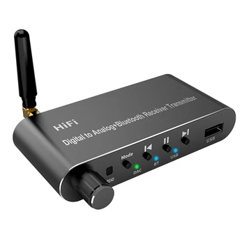Bluetooth 5.1 Приемник и Предавател на Аудио Конвертор U-Disk Play Coxial/Оптичен 3.5 мм AUX R/L КПР Конвертор За TV MP3 Черен