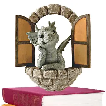 Малък дракон, динозавър, книга за четене, за медитация, скульптурная фигурка, градина, начало декор, украса от смола