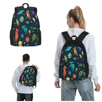 Ярки цветове и модели с Динозаври-астронавти Придават на нашите рюкзакам нотка на забавление, Всекидневни раница за пътуване, Здрав чанта за книги