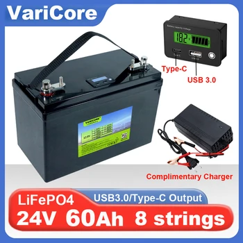 VariCore 24/29,2 В 60Ah 8-струнен батерия LiFePO4 USB 3.0 Type C Изход за инверторной автомобилни запалки Литиеви батерии Безмитен