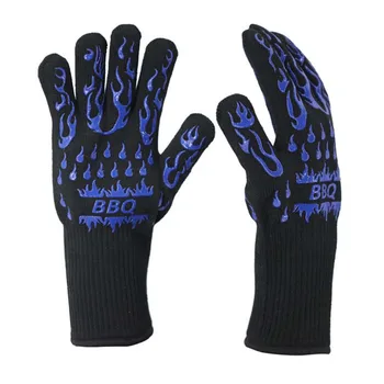 Топлоустойчиви кухненски ръкавици За фурна, Много Големи двойни Ръкавици за барбекю, Огнеупорни Изолационни Силиконови ръкавици за микровълнова фурна