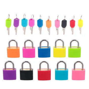 10 бр. мини-шкаф с окачена заключване, Прекрасен багаж, висящи цветни външни многоцветни брави, Раница, ключа от куфара