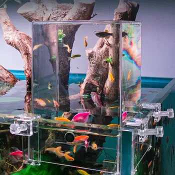 Аквариумная вакуумно кула за риба Над водата с капаче, Акрилни аквариум, прозрачен изолационен кутия за разплод, държач за инкубация на аквариума