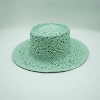 202306-пан-Япония, корея лятна Ръчно тканая книжен трева мятно-зелена градинска и плажна фетровая шапка за мъже и жени, панама за почивка, джаз шапка
