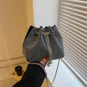 Дамски Дизайнерски чанти-незабавни посланици с блестящи кристали по рамото за жени Ins, модерен мини-чанти през рамо с пискюли
