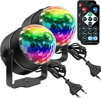 7 Цвята Стробоскопическая Звуковата сцена с дистанционно управление, диско топка, лампи за домашни Партита, Детски Рожден Ден, Сватба бар