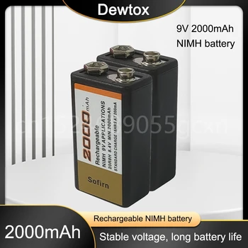 100% Оригинален Sofirn 9V 2000mAh Sofirn Акумулаторна батерия Ni-MH Nimh Батерия за Микрофон система домофонна Димна Аларма за Кола Играчки