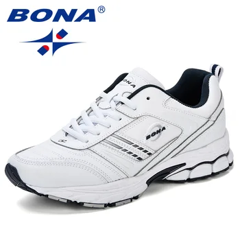BONA 2023, Нови Дизайнерски Модни маратонки от екшън-кожа, Мъжки Улични Маратонки, Мъжки Маратонки за бягане, Спортни обувки
