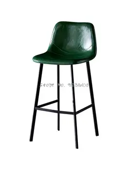 Луксозен бар стол Nordic Light, високо столче за дома, модерен прост бар стол с облегалка, чист червен стол за рецепцията
