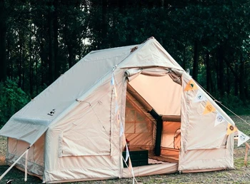 Надуваема палатка за нощуване на открито, удебелена кабина за 3-4 души, напълно автоматична палатка