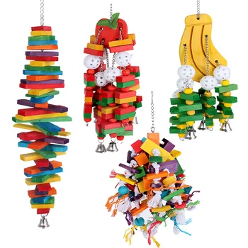 1 бр. играчки за домашни папагали, дървени трайни играчки за птици, големи цветни играчки за папагал Ара, люлки за птици, аксесоари за клетки