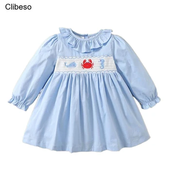 2023, Детско рокля Clibeso за Малки момичета, Есенни Рокли с Бродерии от ръчно изработени Детски Памучни рокли с Миризмата, Дрешки за момичета