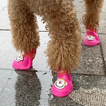 Сладък обувки за кучета, здрава лента с анимационни модел, обувки за кучета, мека текстура, сладък обувки за домашни любимци за зимата