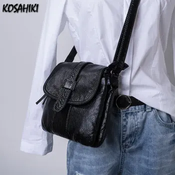 дамски реколта градинска чантата е от мека кожа Y2k, эстетичные прости модни чанти, ежедневни универсални чанти през рамо в корейски стил